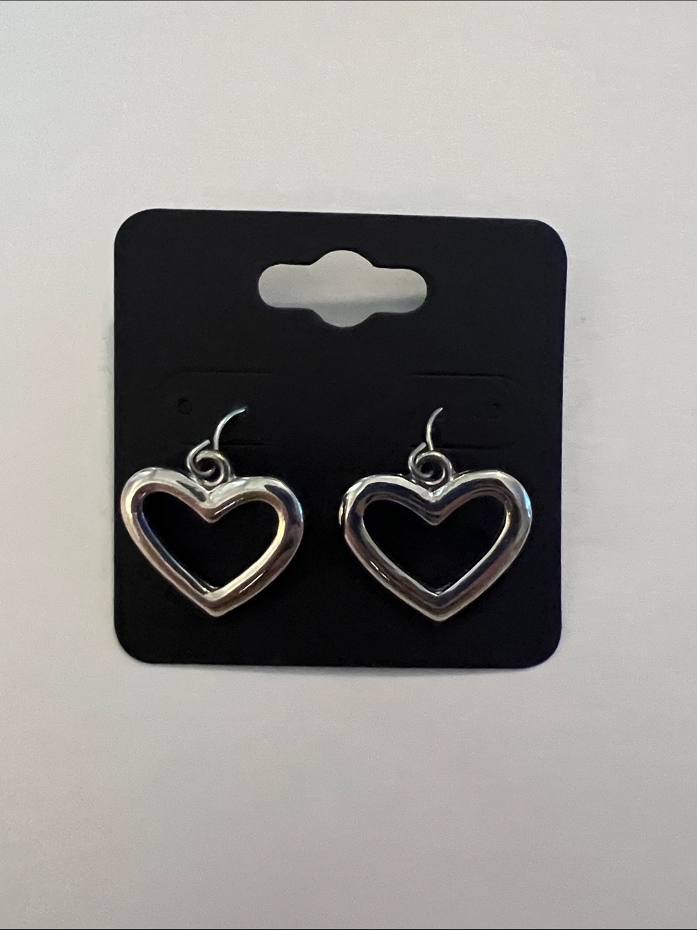 Silver-Tone  Heart Dangle Earrings
